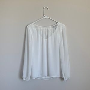 White Chiffon Dress Top with Attached Interior Liner